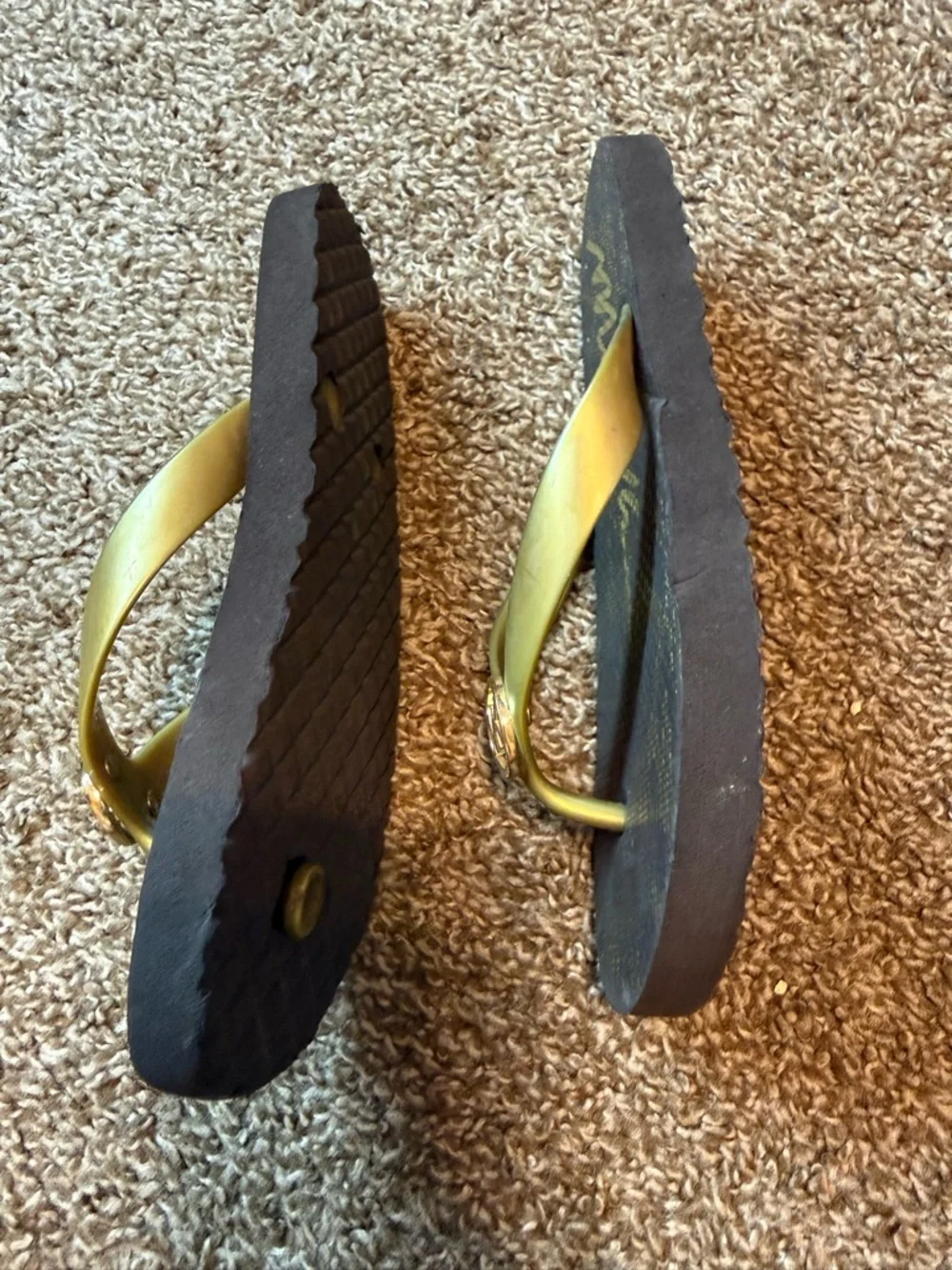 Michael Kors Kids Gold Logo Flip Flops - Gold/Gray